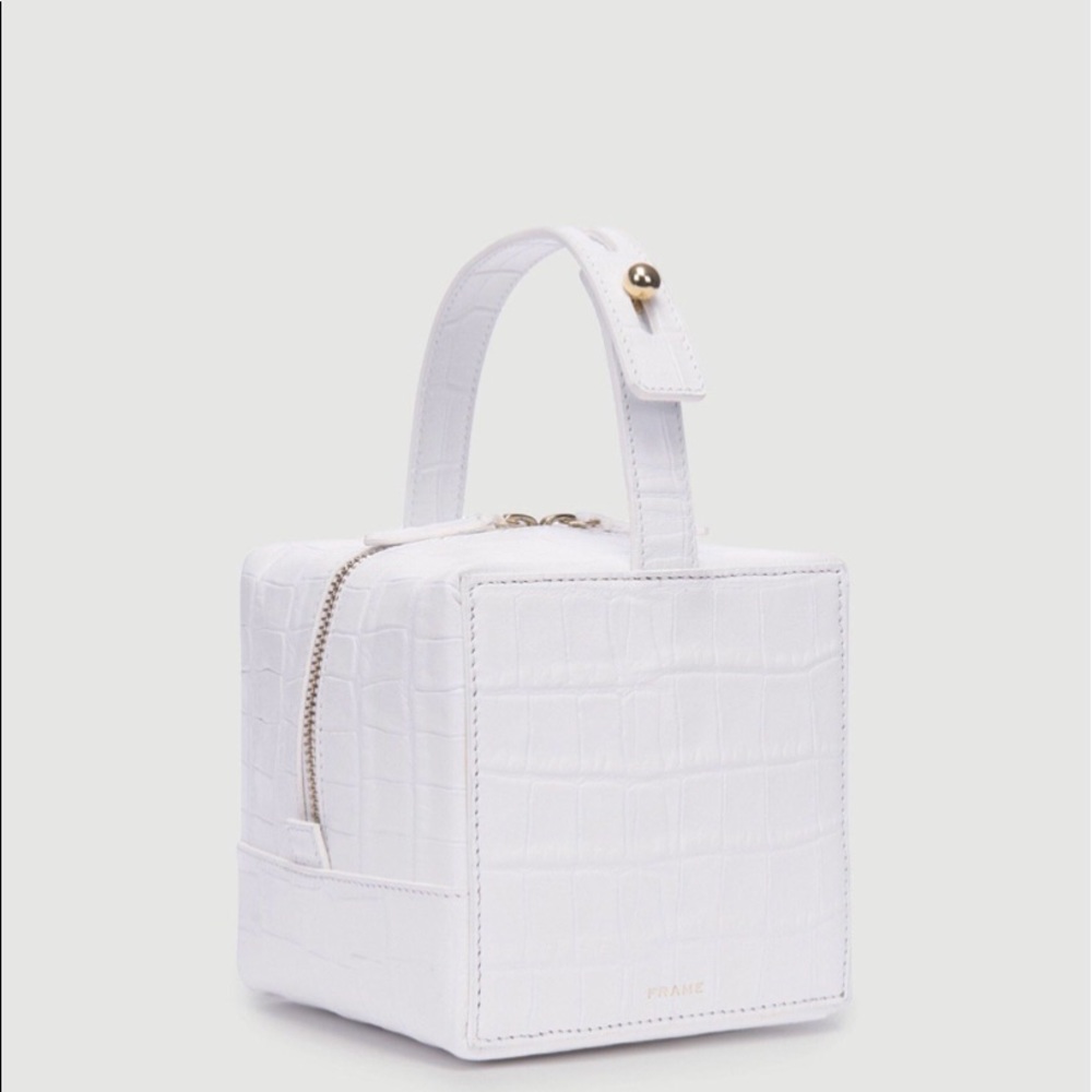 Frame cube bag white croc